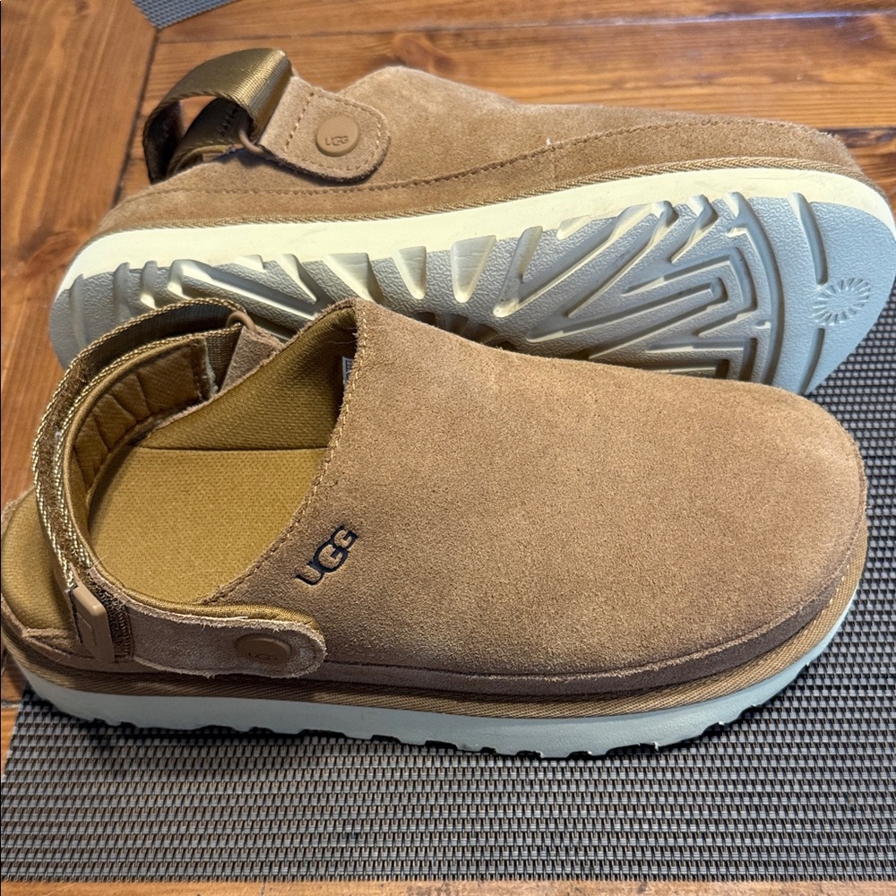 UGG Chestnut Suede Slip-On Clogs